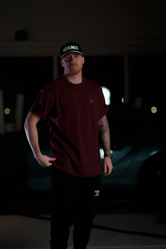 The Roaderwear Classic Patch Tee / T-shirt - Burgundy / Vinröd