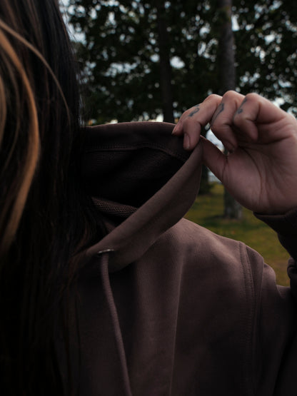 Oversize Heavy Cut Hoodie Brown - RW Logo