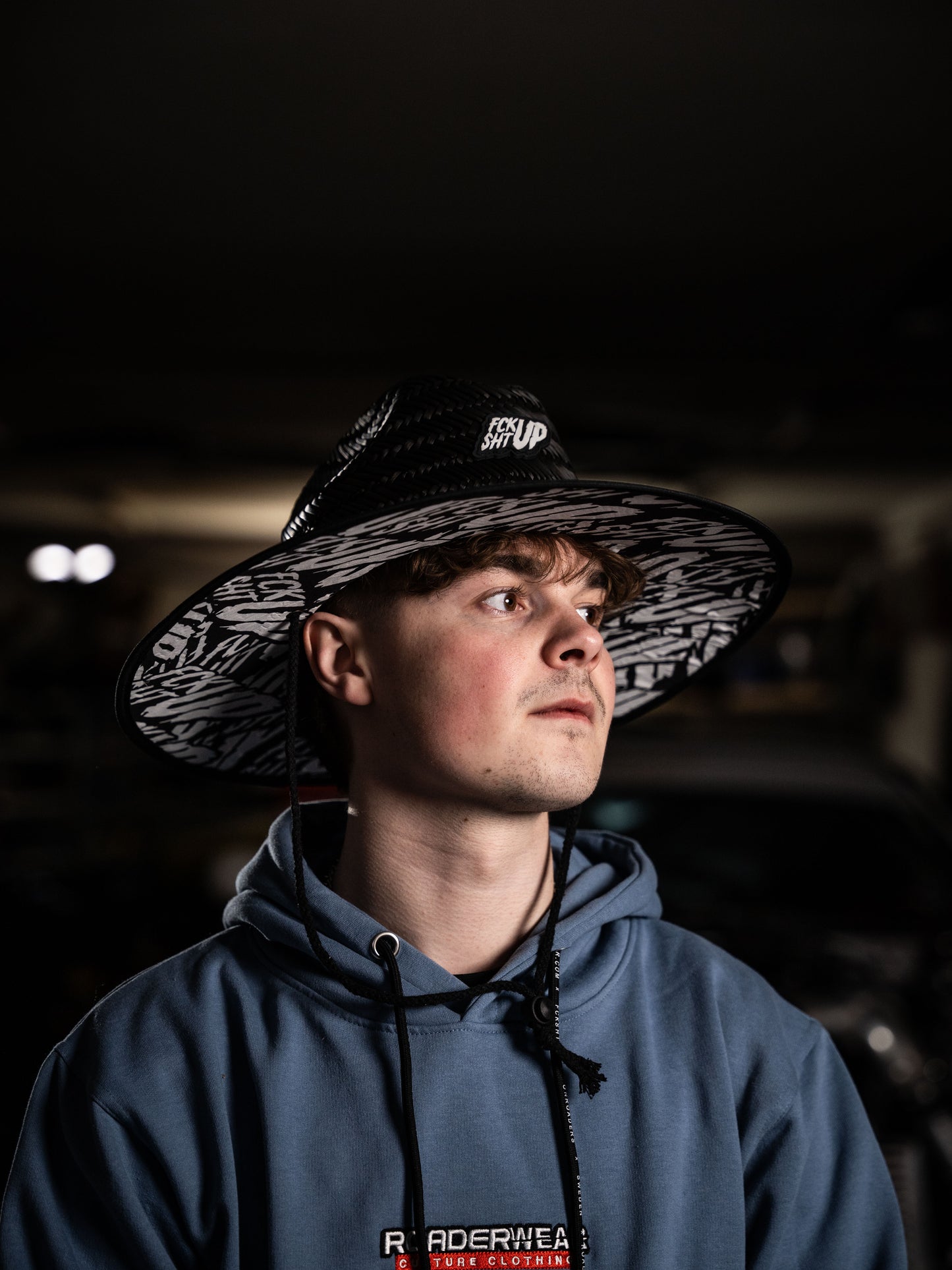 Roaderwear Black Strawhat / Stråhatt / Hatt with Fckshtup logo