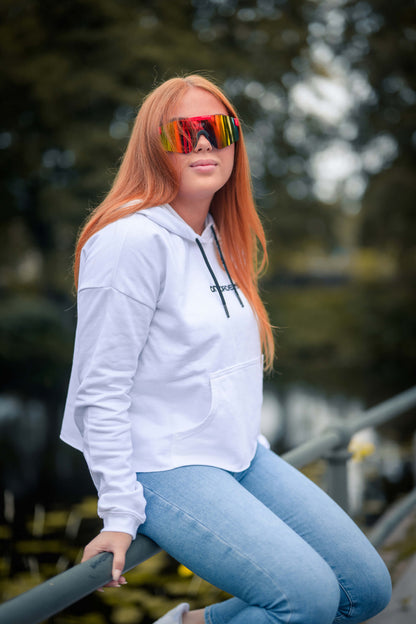 Onroaders White Cropped Hoodie