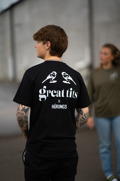 HÜRUNG3 Signatur Great Tits T-shirt Svart