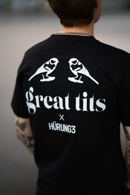 HÜRUNG3 Signatur Great Tits T-shirt Svart
