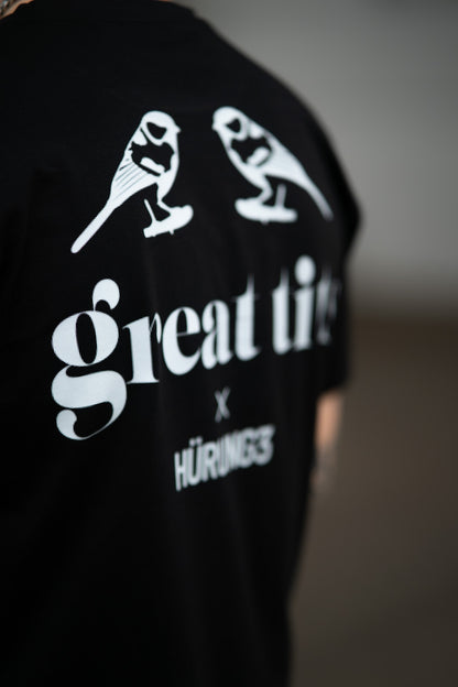 HÜRUNG3 Signatur Great Tits T-shirt Svart