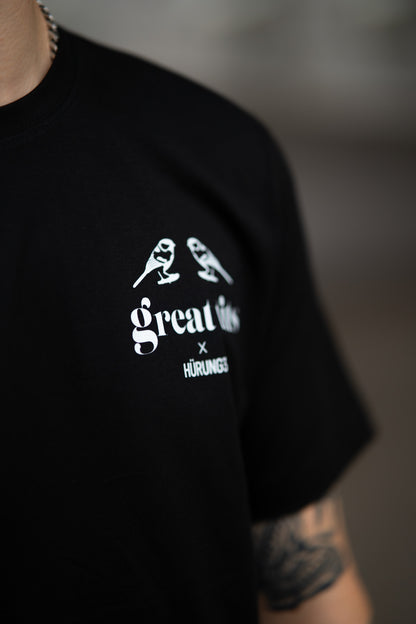 HÜRUNG3 Signatur Great Tits T-shirt Svart