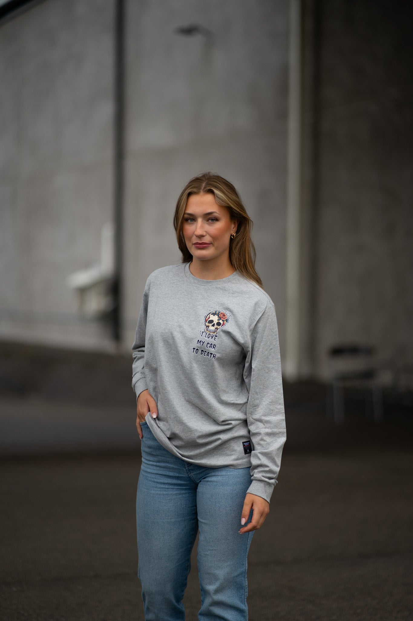 I Love My Car to Death Oxford Grey Långärmad T-shirt