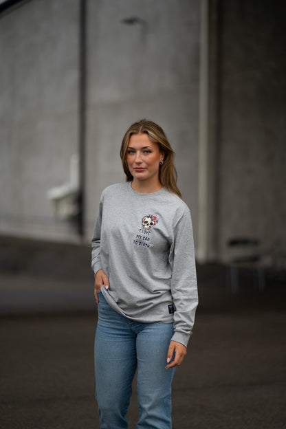 I Love My Car to Death Oxford Grey Långärmad T-shirt
