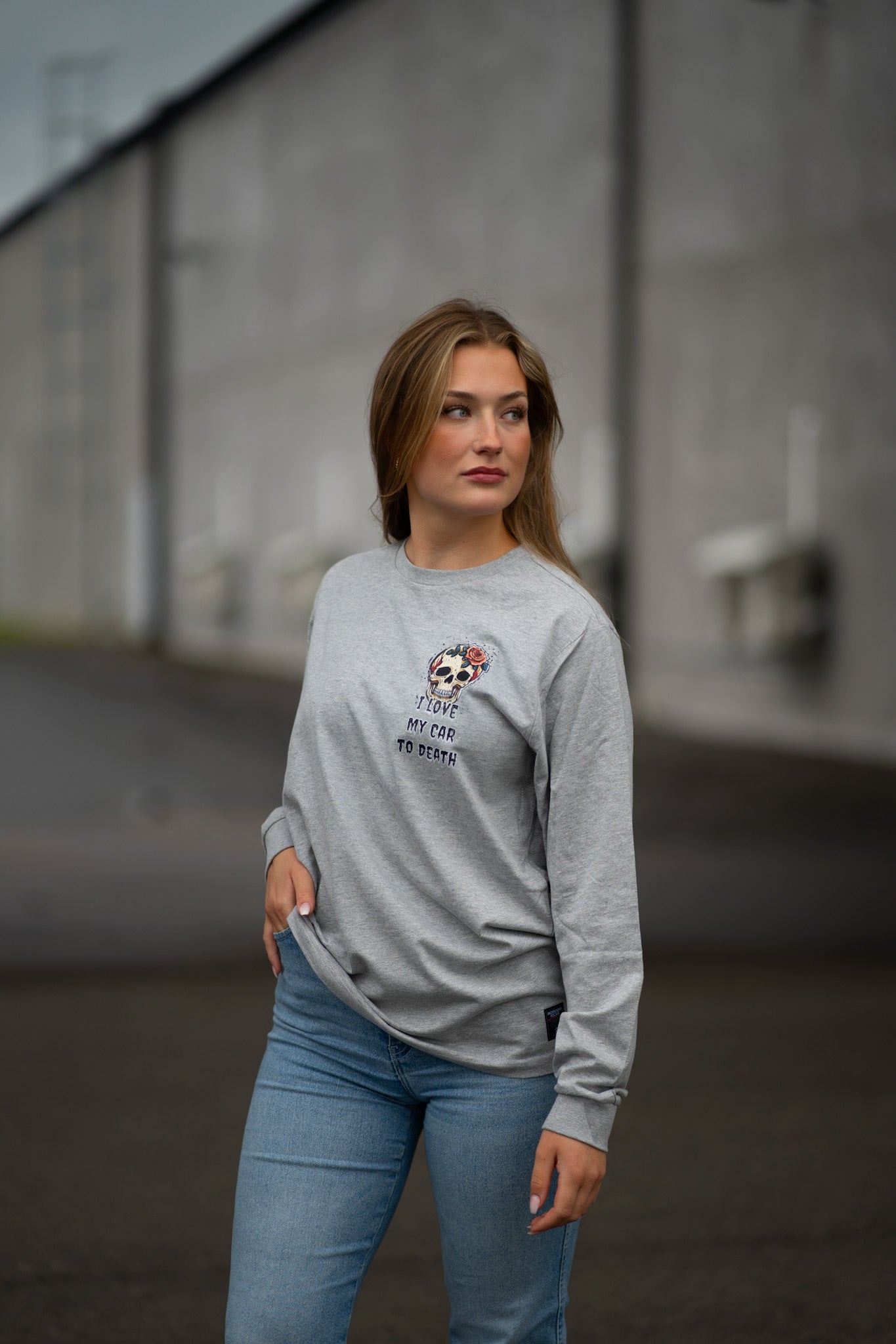 I Love My Car to Death Oxford Grey Långärmad T-shirt