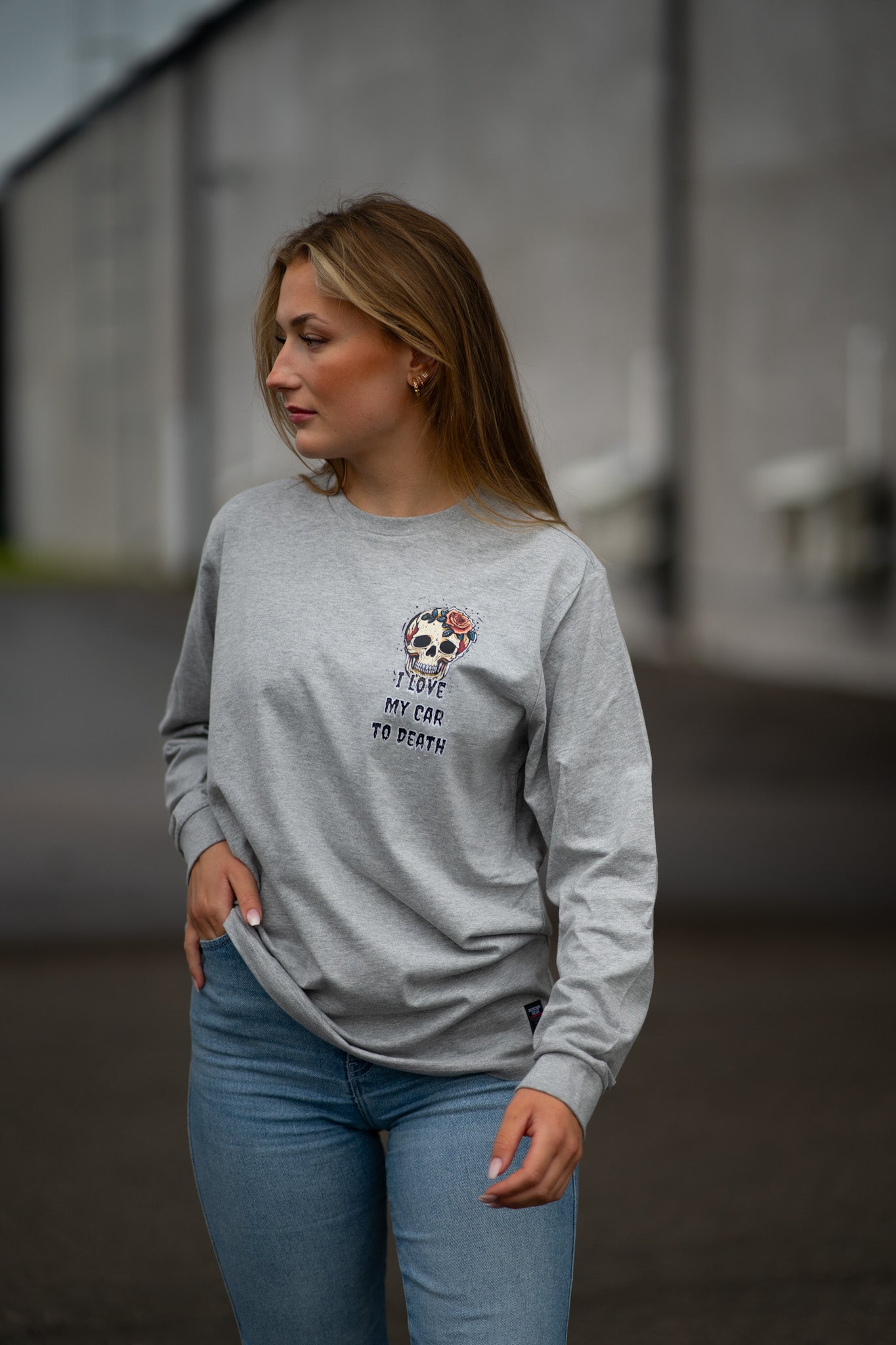 I Love My Car to Death Oxford Grey Långärmad T-shirt