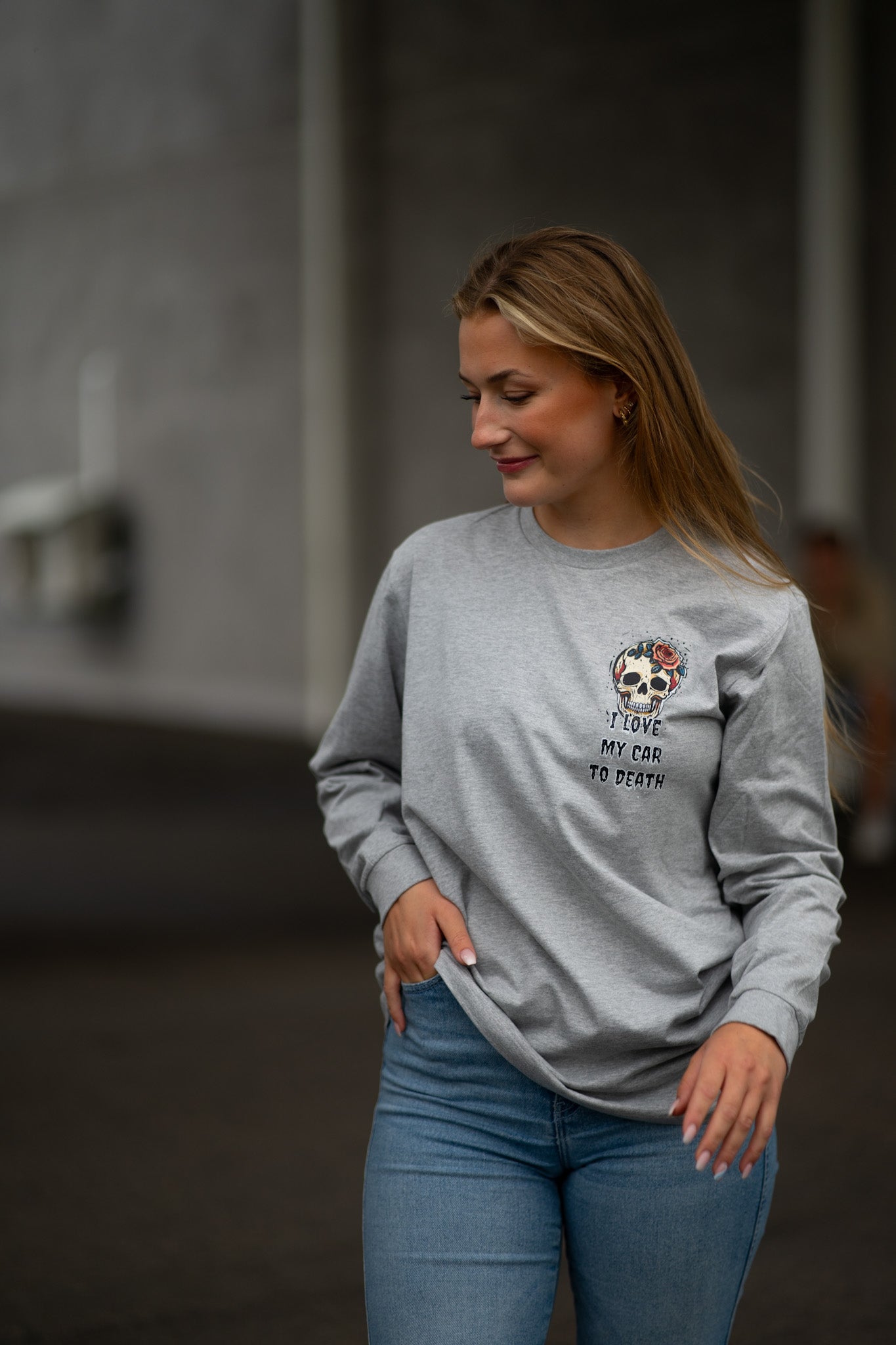 I Love My Car to Death Oxford Grey Långärmad T-shirt