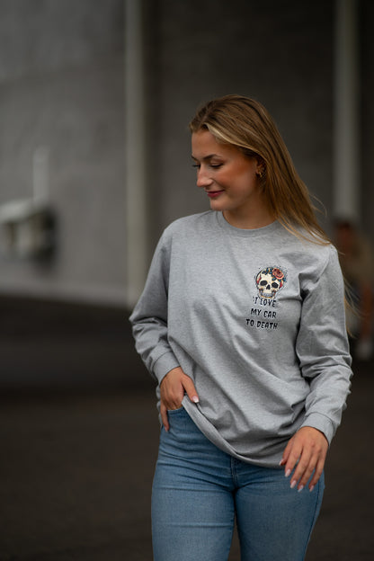 I Love My Car to Death Oxford Grey Långärmad T-shirt