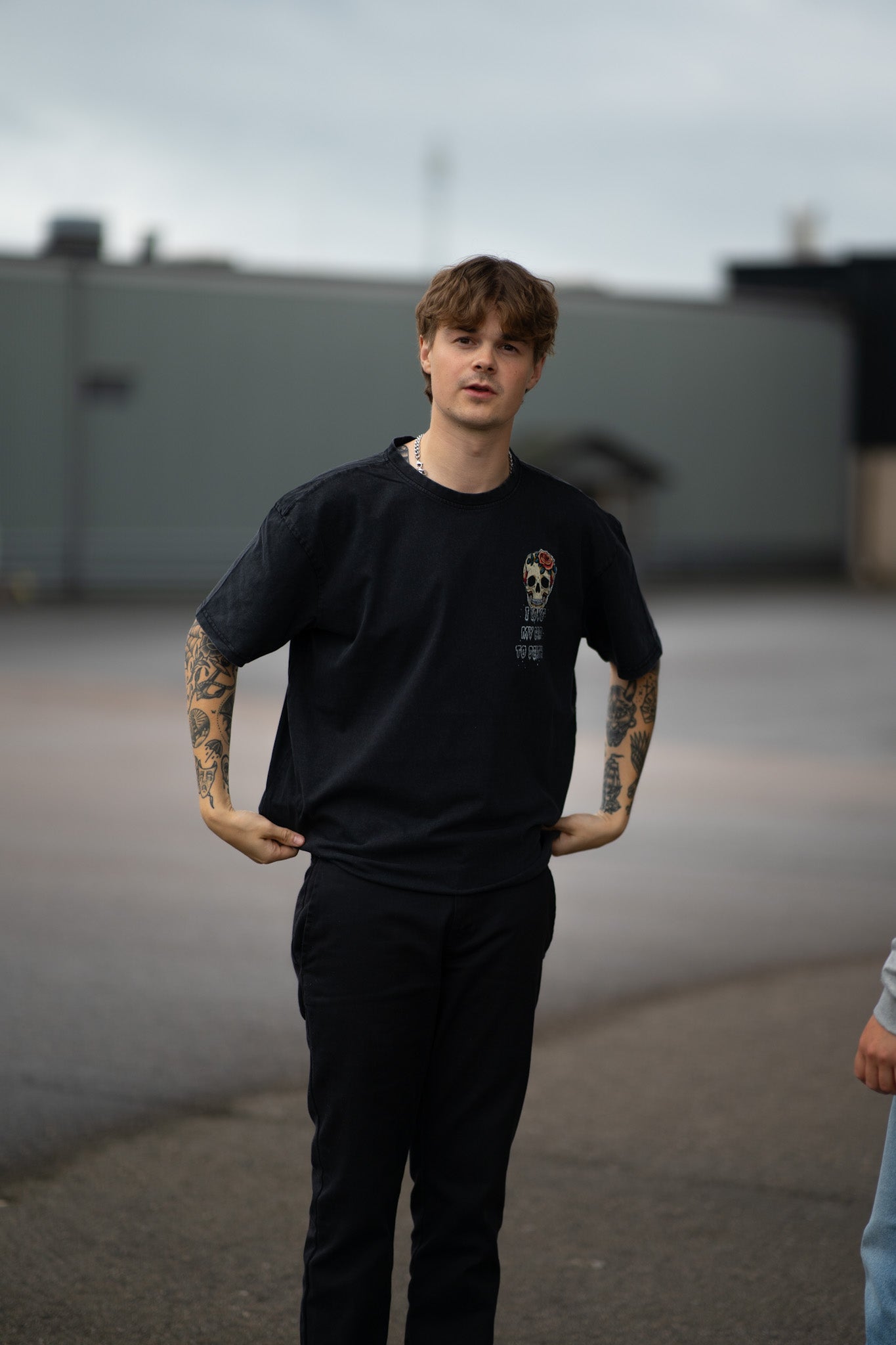 I Love My Car to Death Acid Wash Oversize Svart T-shirt