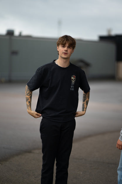 I Love My Car to Death Acid Wash Oversize Svart T-shirt