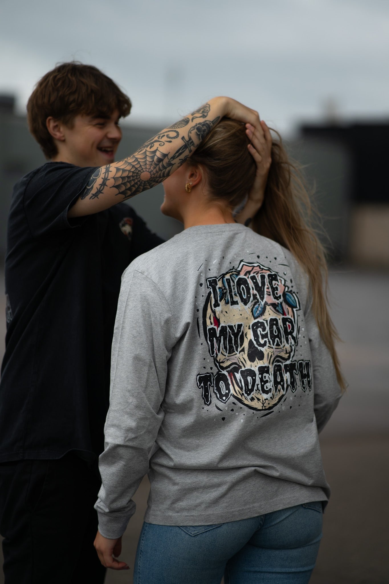 I Love My Car to Death Oxford Grey Långärmad T-shirt