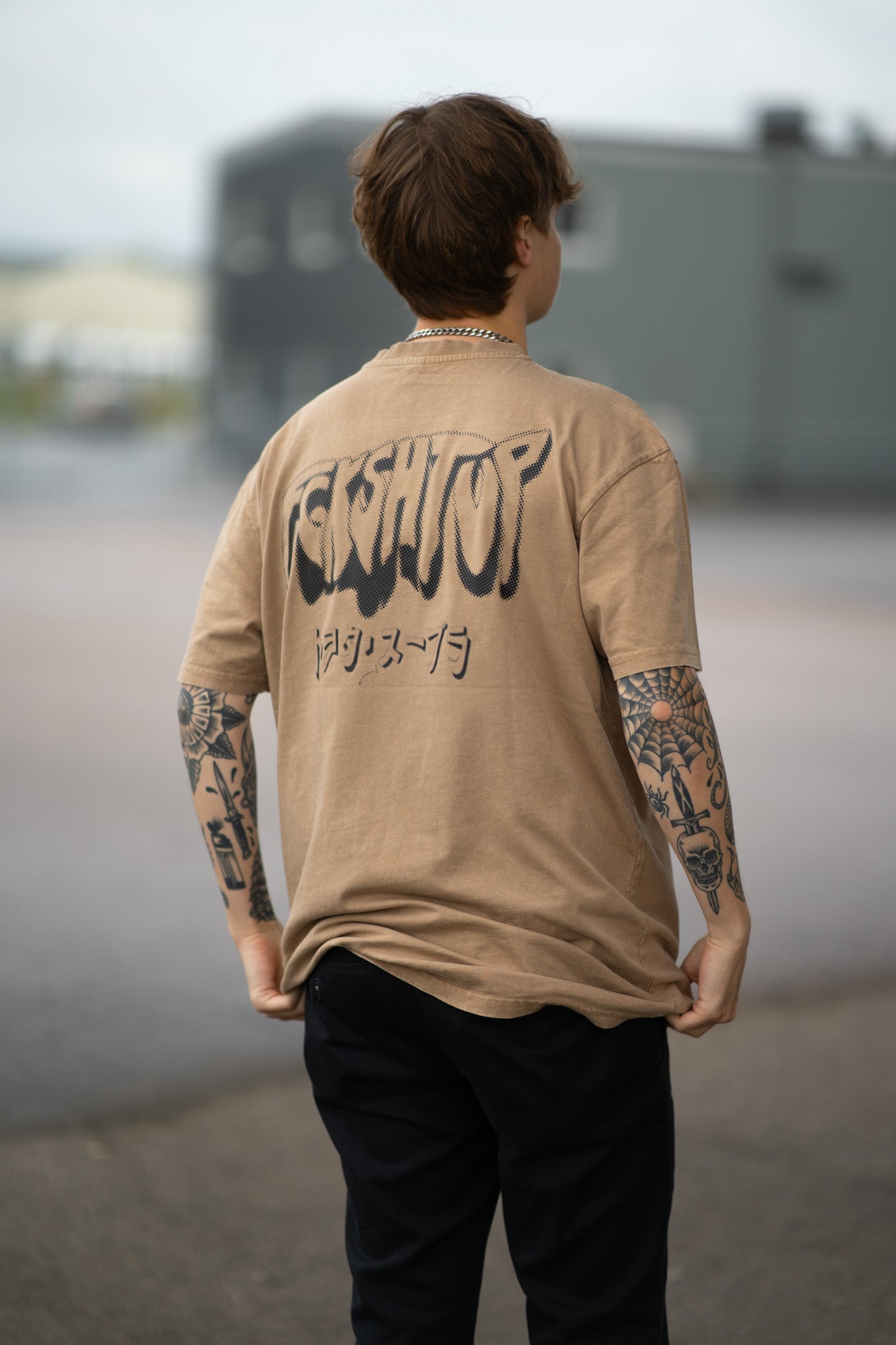 Fckshtup Drool Version - Sand Acid Washed Oversize T-shirt