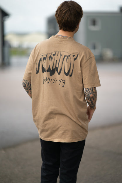 Fckshtup Drool Version - Sand Acid Washed Oversize T-shirt
