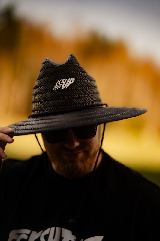 Roaderwear Black Strawhat / Stråhatt / Hatt with Fckshtup logo