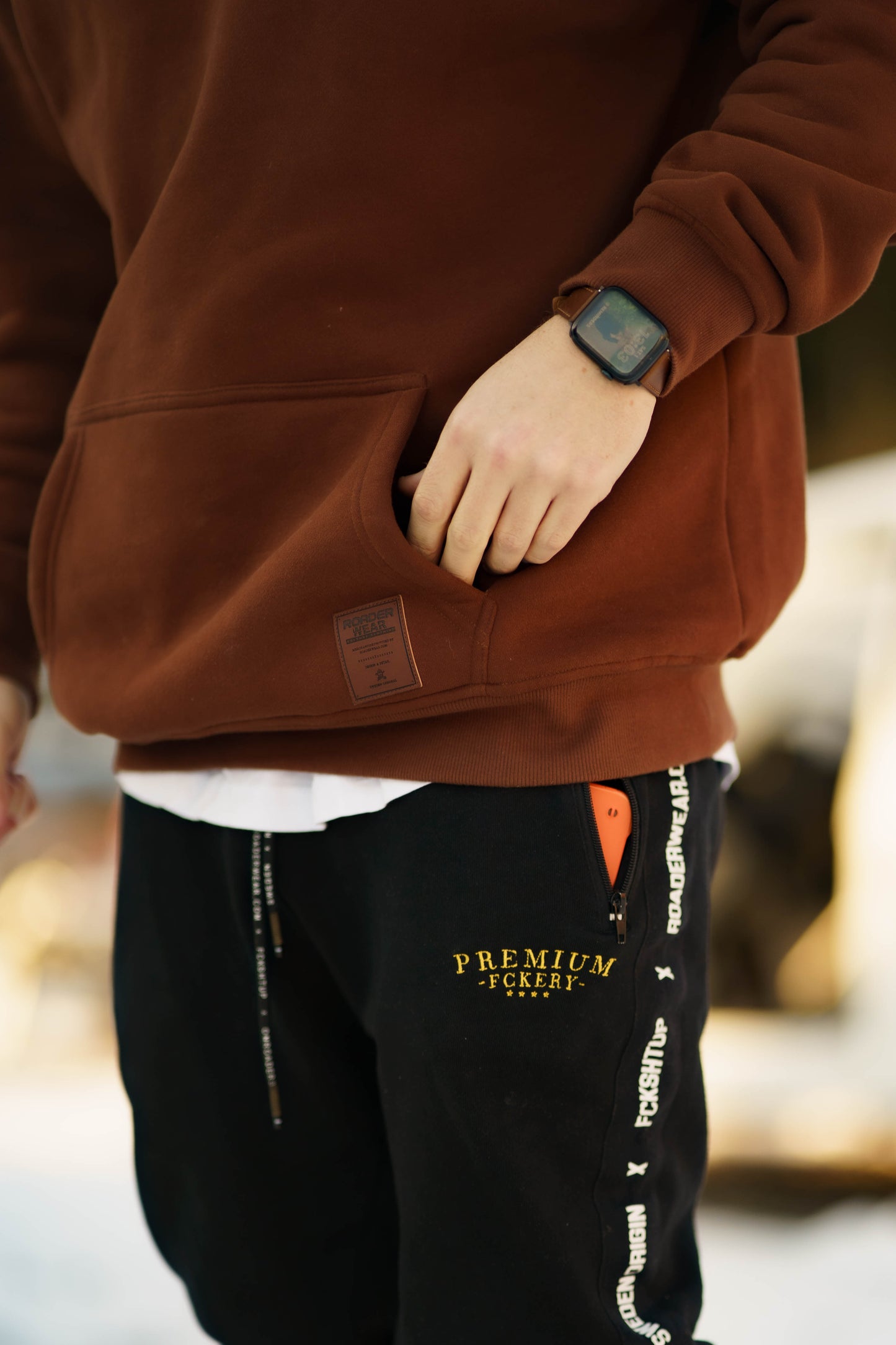 Onroaders Hoodie Embossed Logo Brown