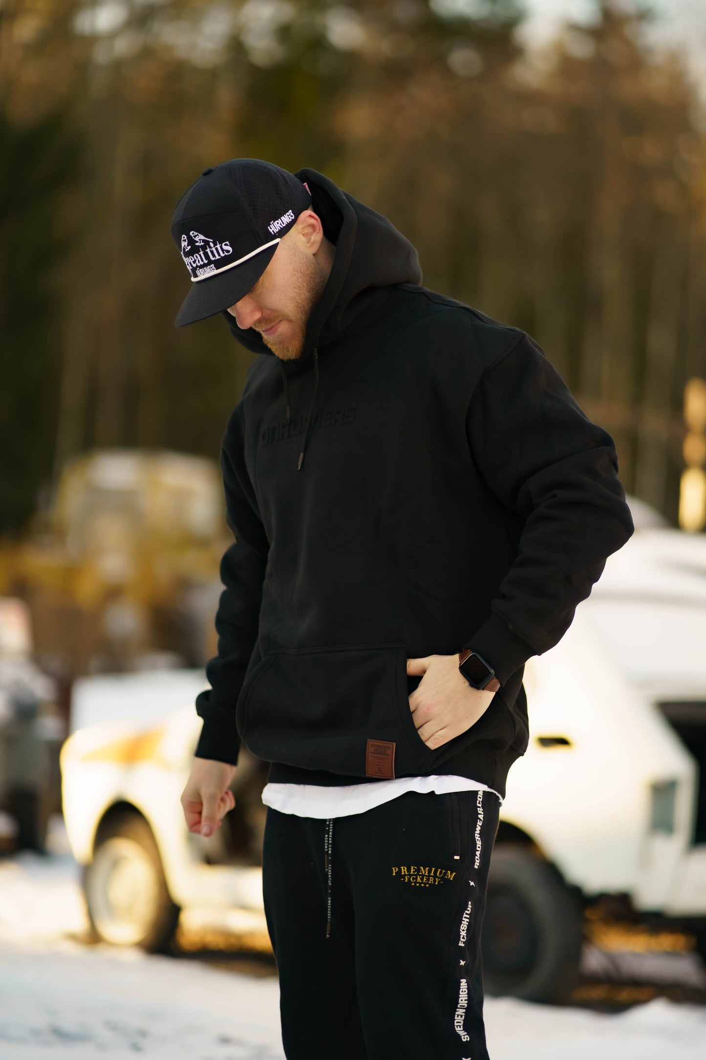 Onroaders Hoodie Embossed Logo Black