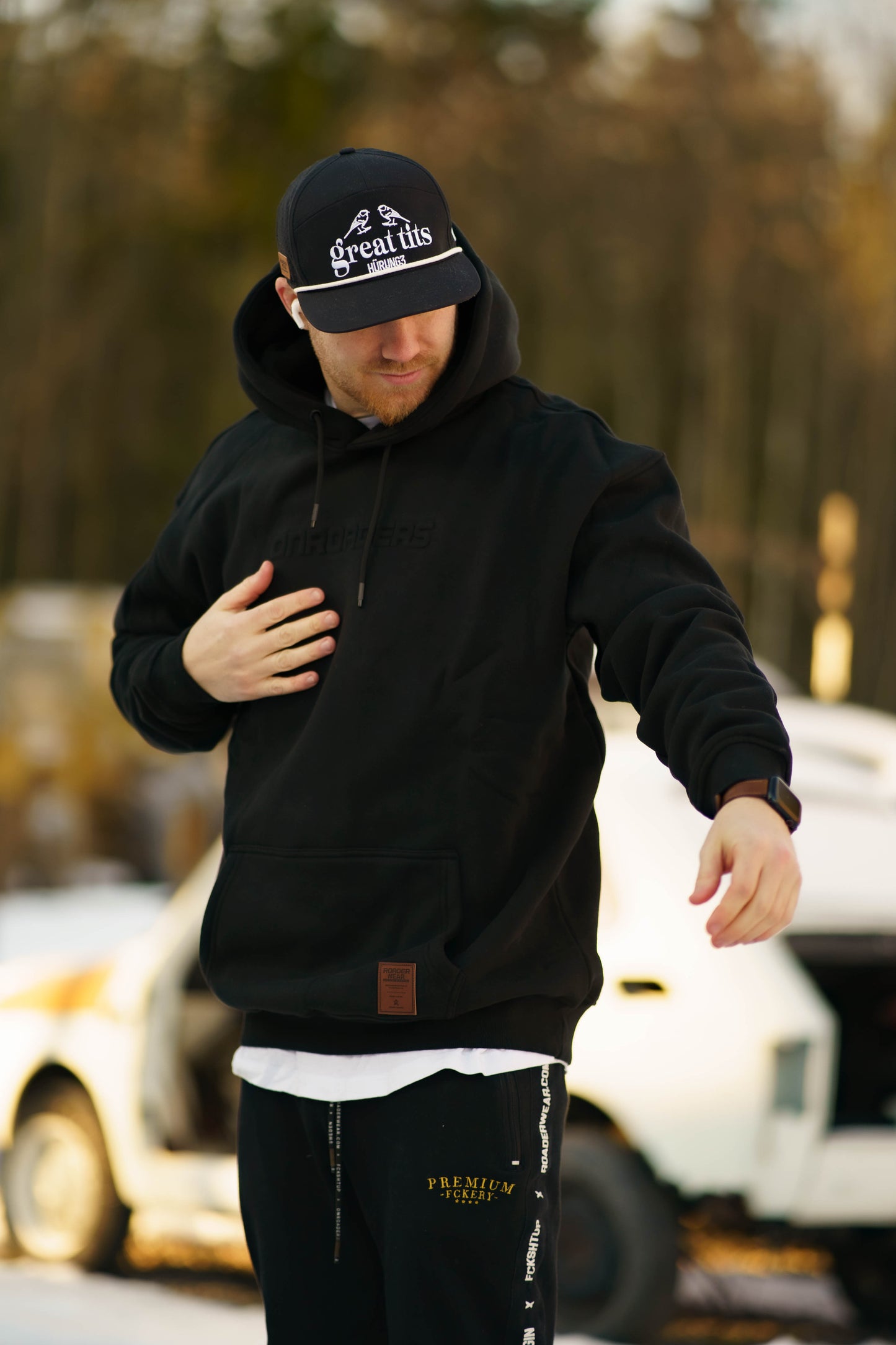 Onroaders Hoodie Embossed Logo Black