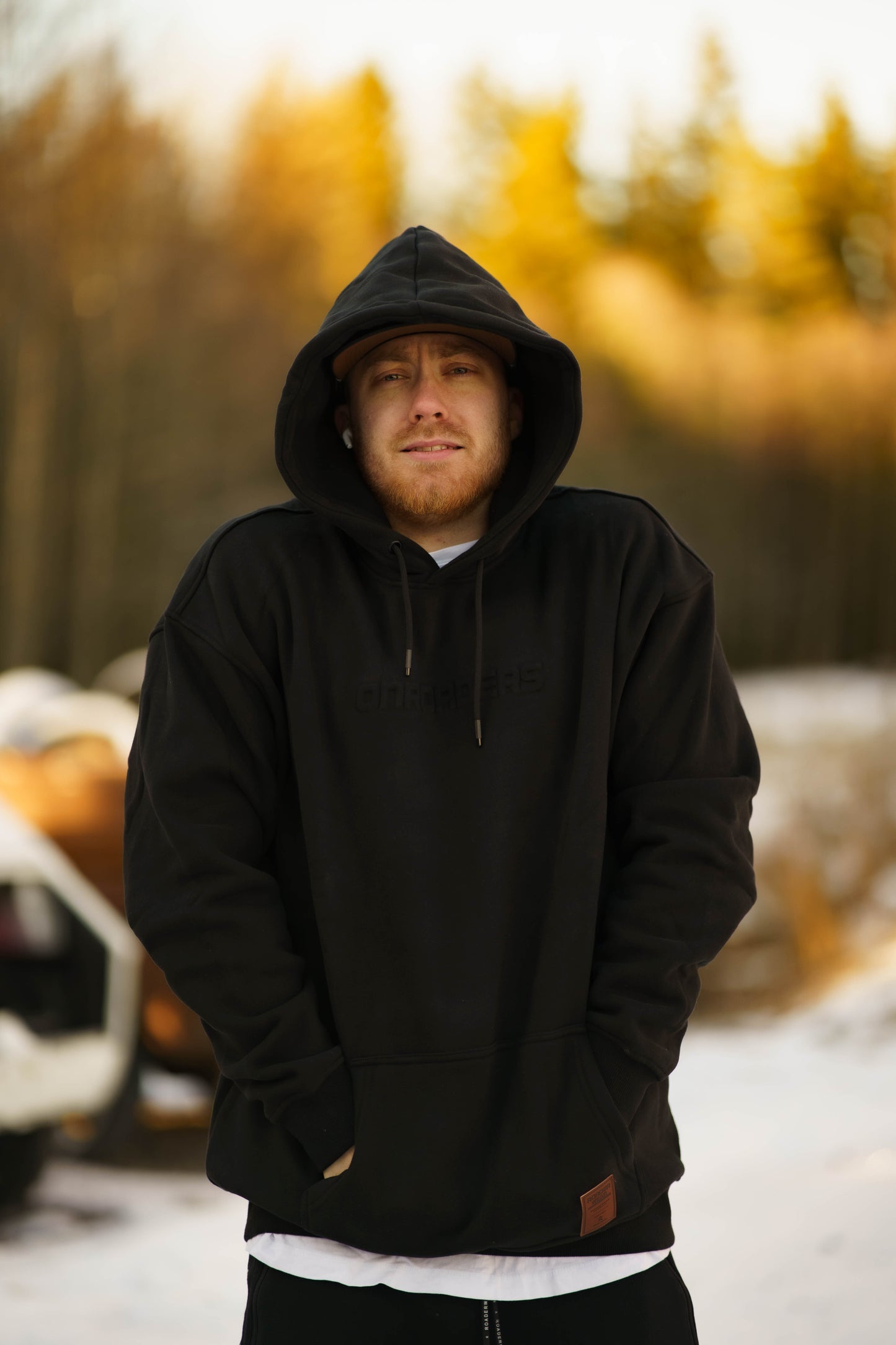 Onroaders Hoodie Embossed Logo Black