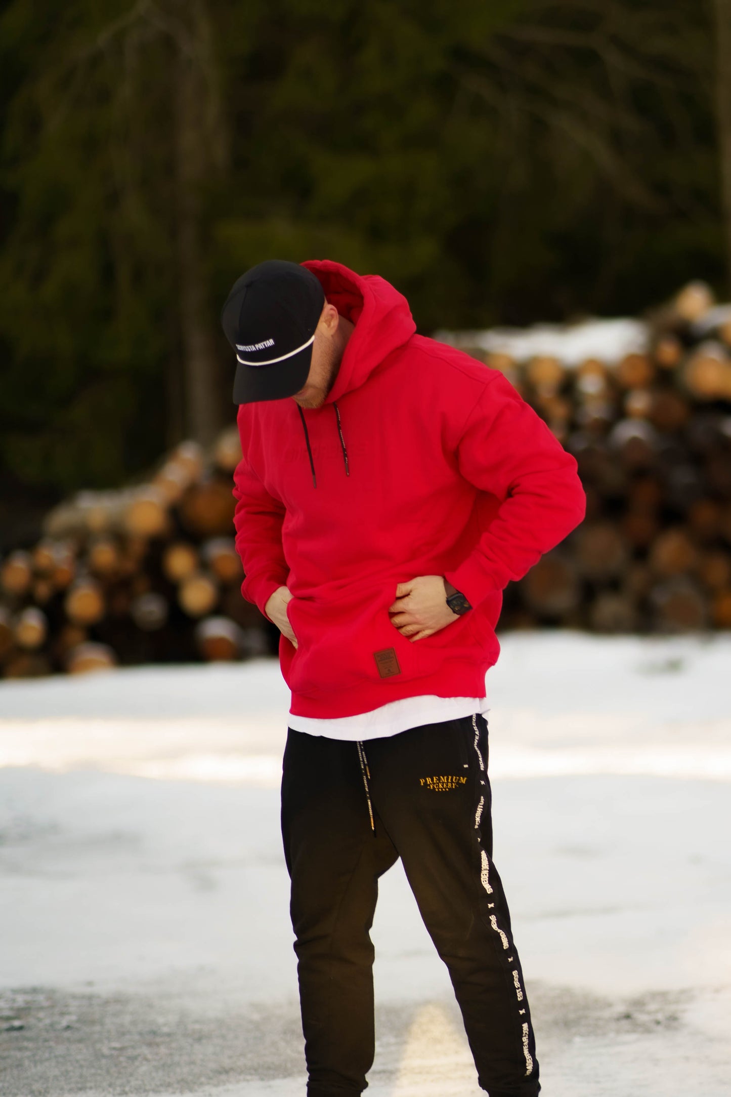 Onroaders Hoodie Embossed Logo Red