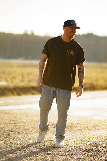 Fckshtup Flames Acidwash Black / Svart Tee