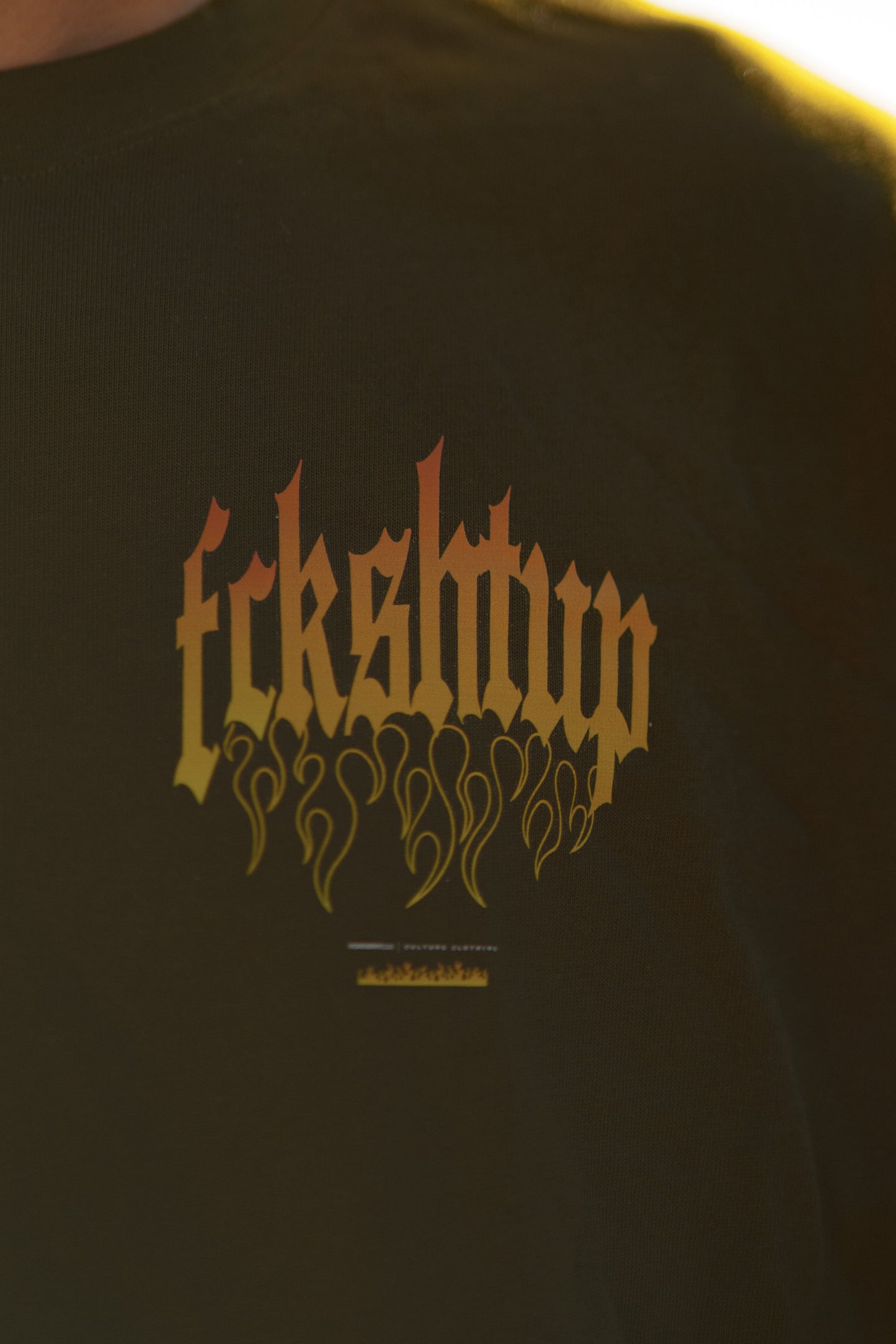 Fckshtup Flames Acidwash Black / Svart Tee