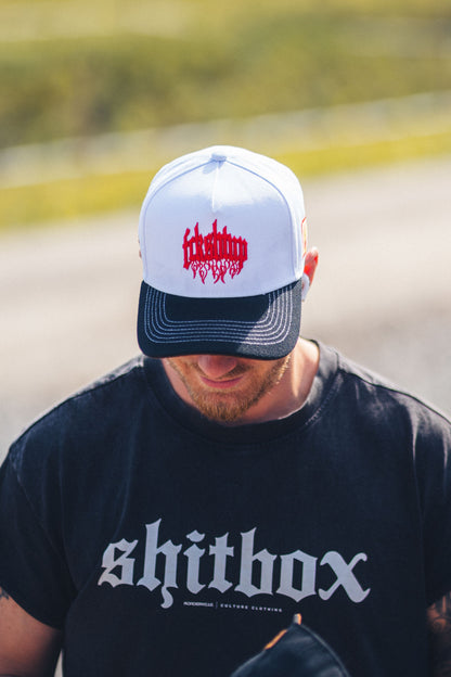 Fckshtup Flames White / Black Baseball Cap / Keps 5-panel