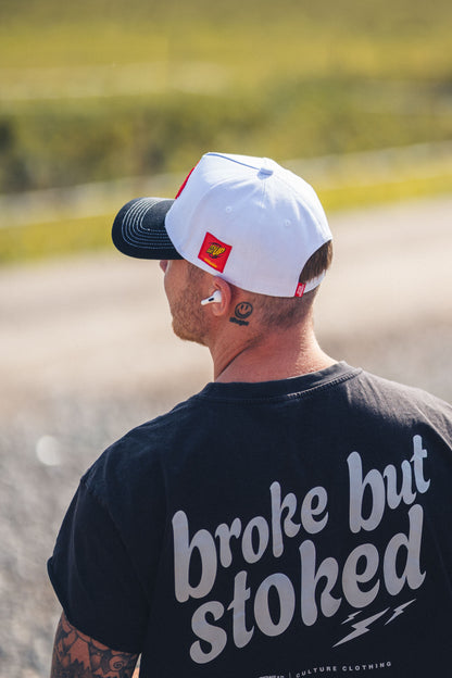 Fckshtup Flames White / Black Baseball Cap / Keps 5-panel