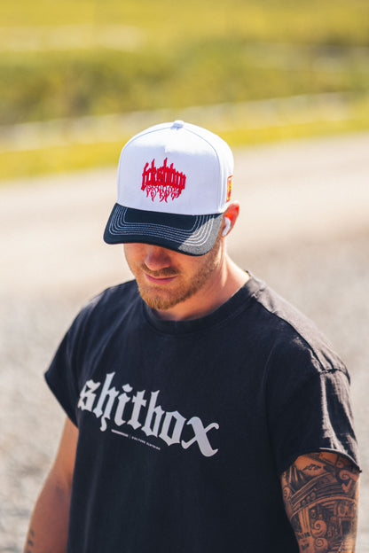 Fckshtup Flames White / Black Baseball Cap / Keps 5-panel