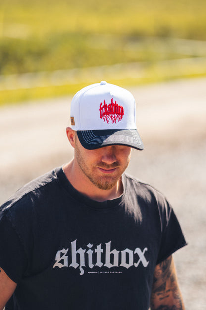 Fckshtup Flames White / Black Baseball Cap / Keps 5-panel
