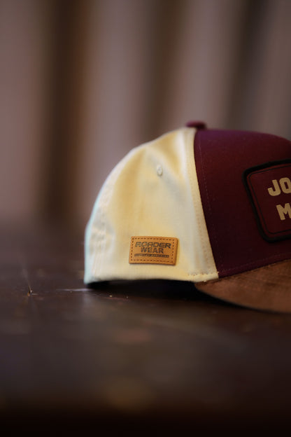 Jobbar. Mycket. Burgundy / Beige Snapback / Keps - Roaderwear