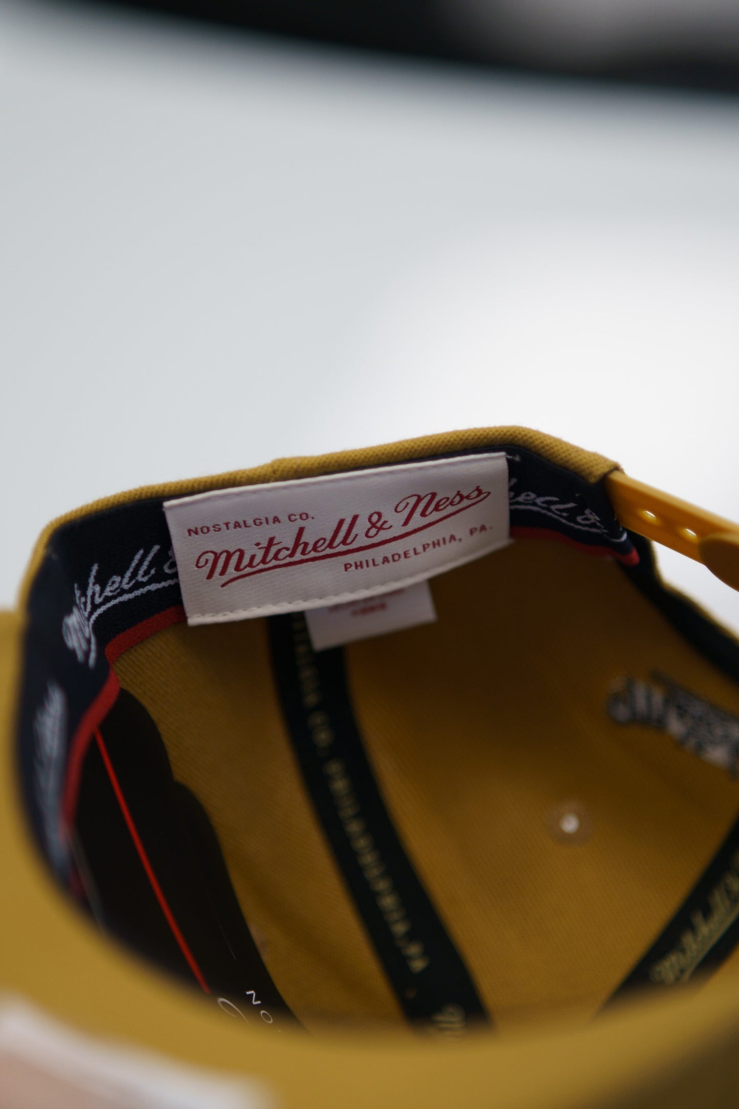 Mitchell & Ness Keps - Own Brand Pinscript Tan/Black Red Classic