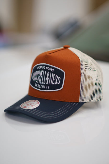 Mitchell & Ness Keps - Own Brand Orange / Navy Sporting Trucker - Patch