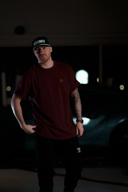 The Roaderwear Classic Patch Tee / T-shirt - Burgundy / Vinröd