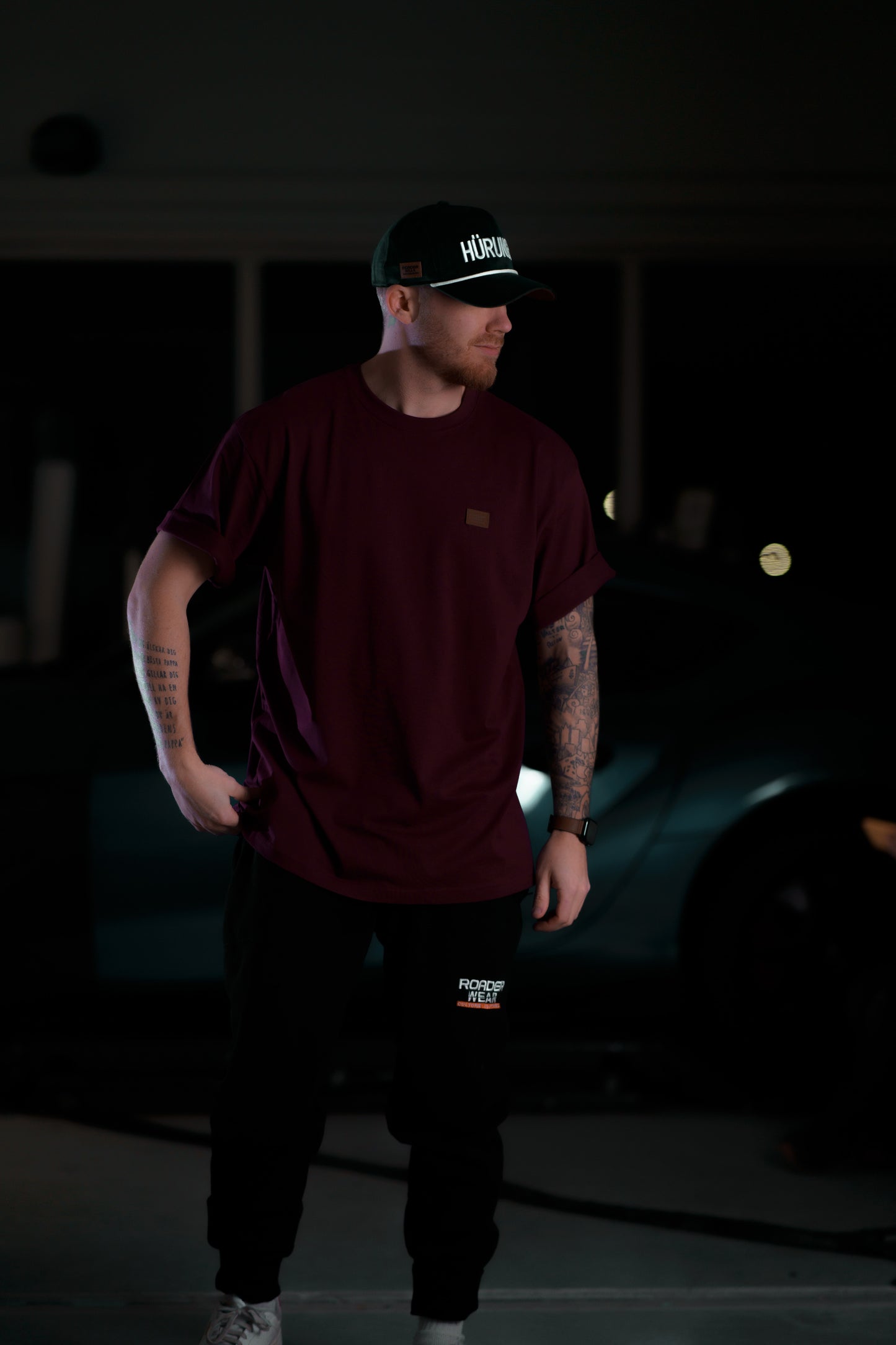 The Roaderwear Classic Patch Tee / T-shirt - Burgundy / Vinröd