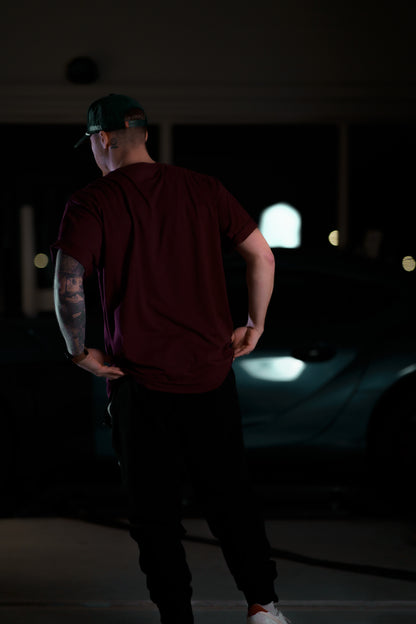 The Roaderwear Classic Patch Tee / T-shirt - Burgundy / Vinröd