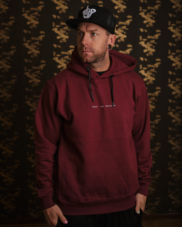 Hoodie Trust The Process - Burgundy Color