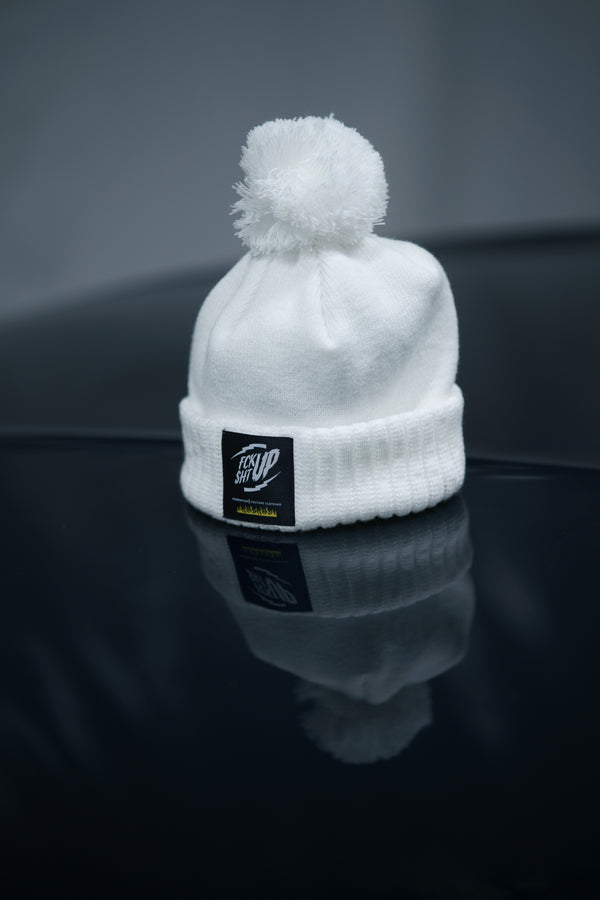 The Roaderwear Classic Beanie / Mössa med toffs - Vit