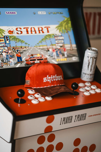 Roaderwear 5-panel keps – Shitbox Rust Revival (Red/Brown Checker)