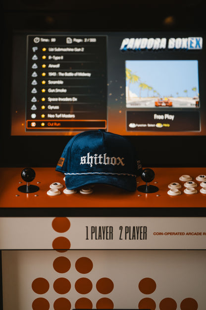 Roaderwear 5-panel keps – Shitbox Midnight Drift (Navy/White Rope)