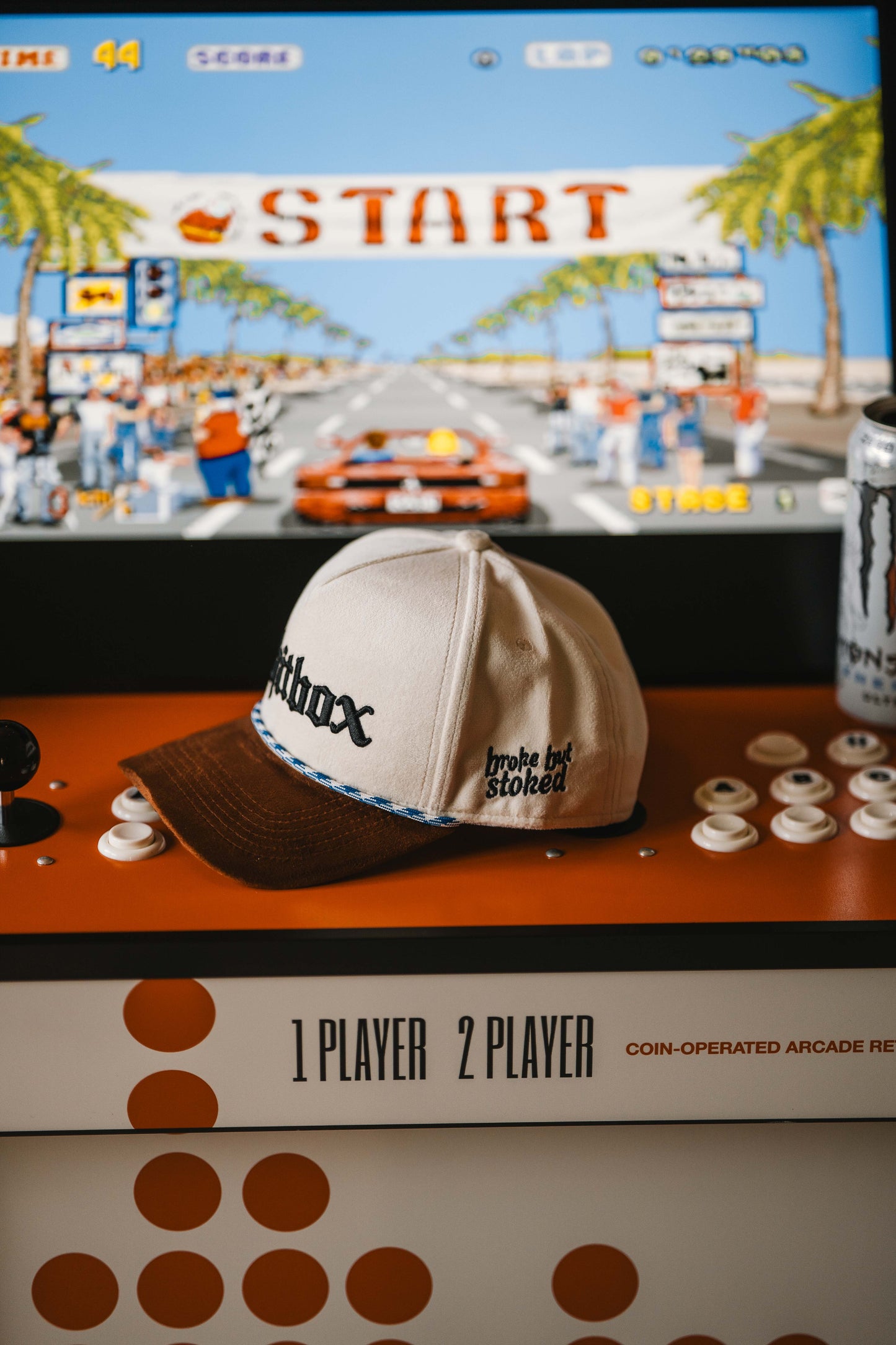Roaderwear 5-panel keps – Shitbox Milk & Torque (Cream/Brown/Blue)
