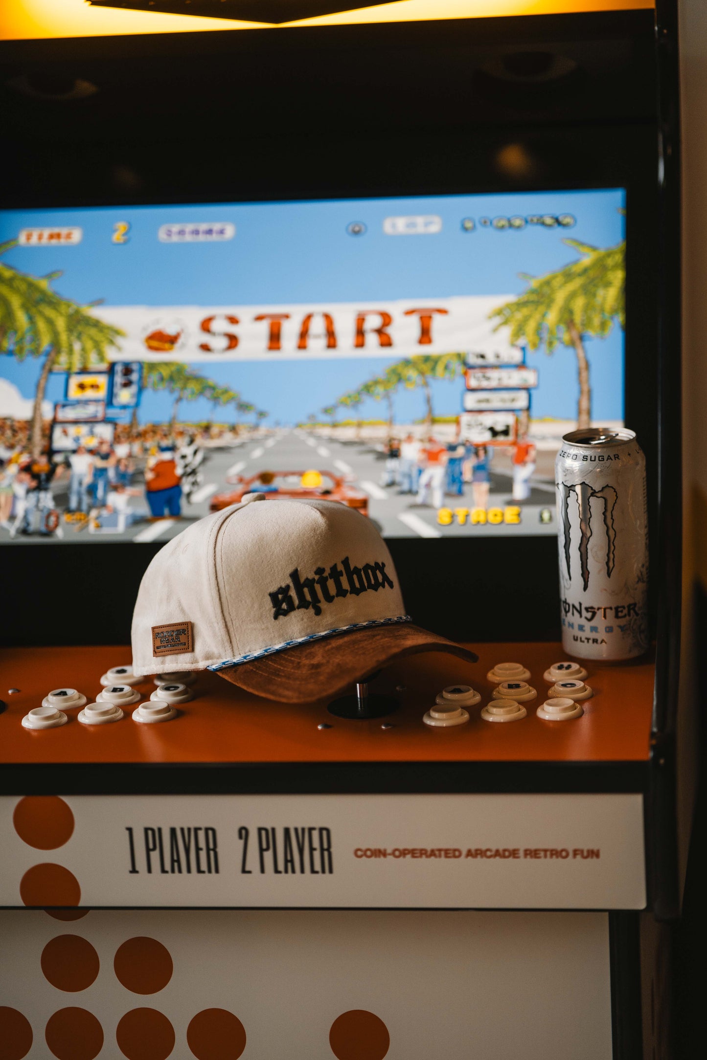 Roaderwear 5-panel keps – Shitbox Milk & Torque (Cream/Brown/Blue)