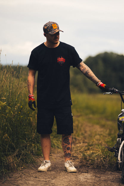 Fckshtup Red Flames Svart Tee