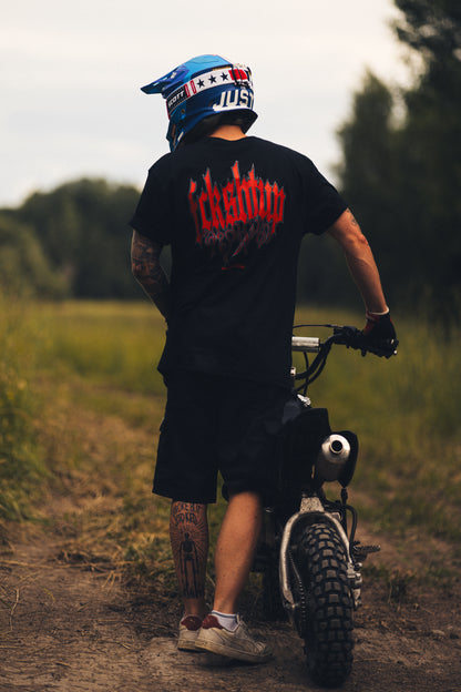 Fckshtup Red Flames Svart Tee