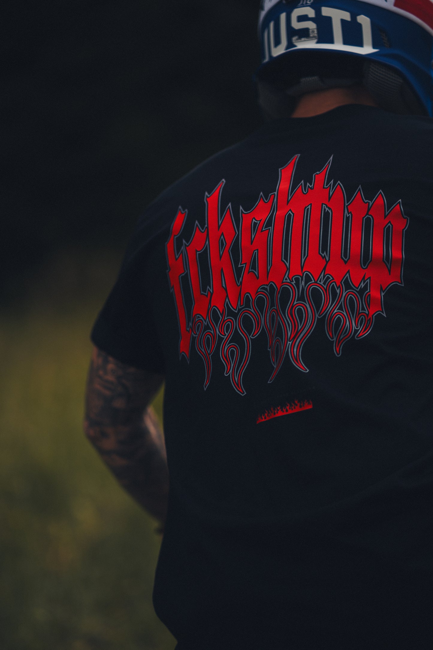 Fckshtup Red Flames Svart Tee