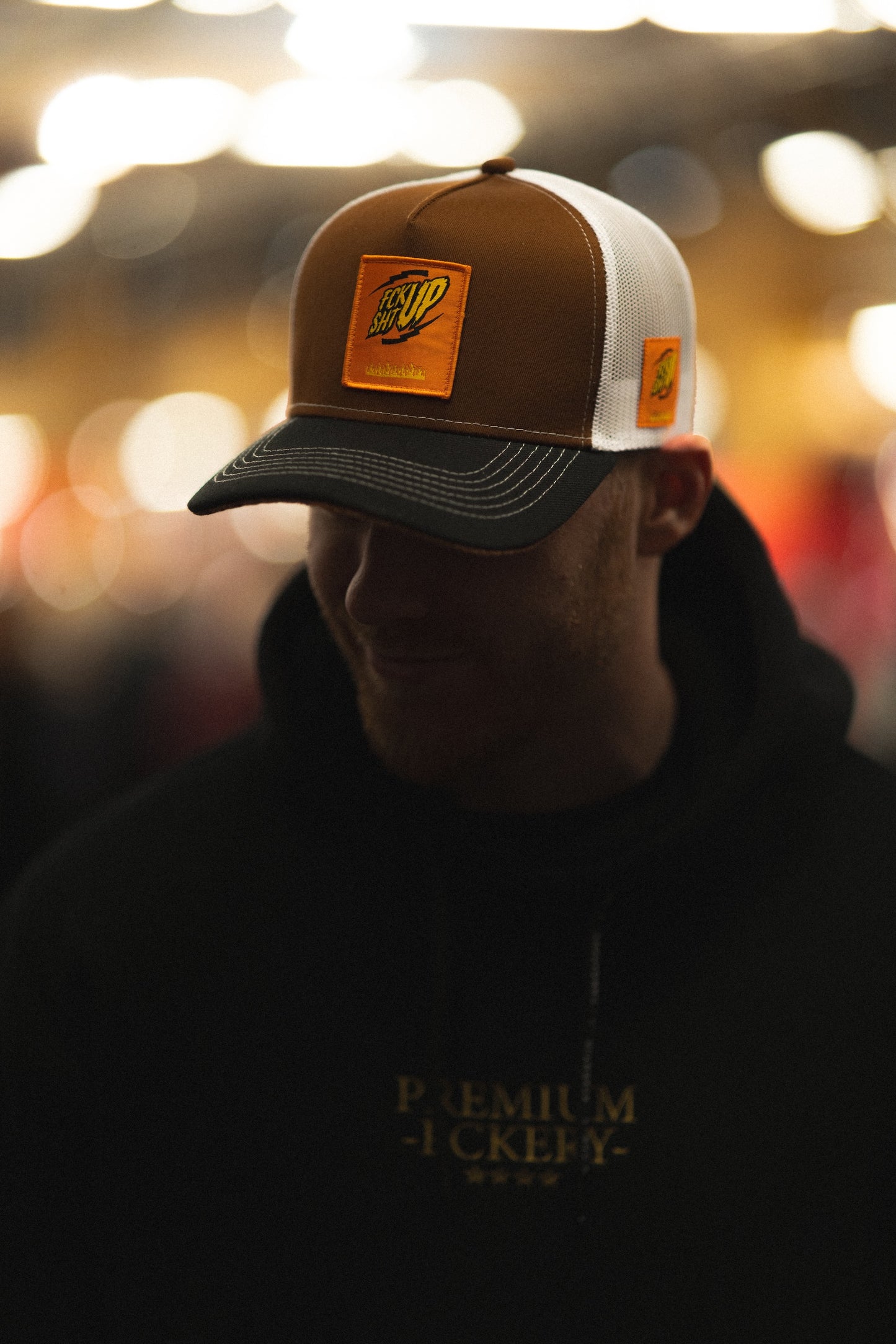 Fckshtup Patch Brown/White Trucker Baseball Cap / Keps 5-panel