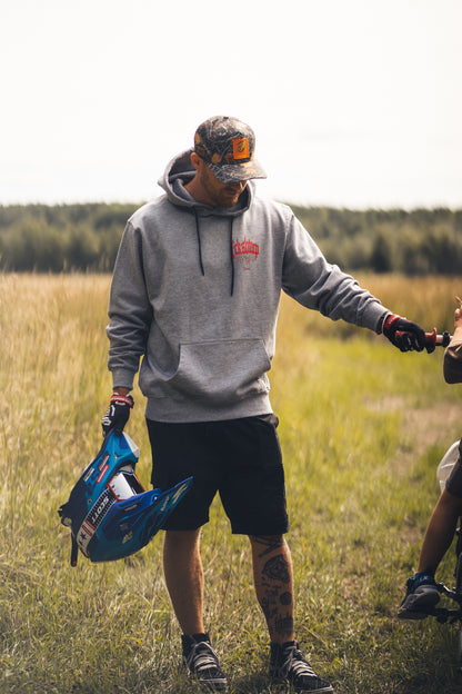 Fckshtup Red Flames Hoodie – Grey / Grå