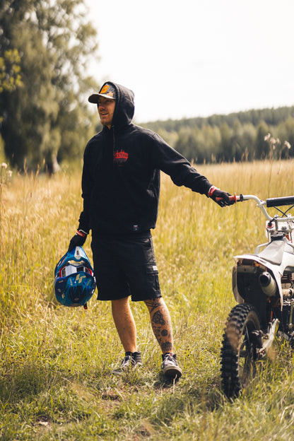 Fckshtup Red Flames Hoodie – Svart / Black