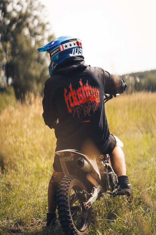Fckshtup Red Flames Hoodie – Svart / Black